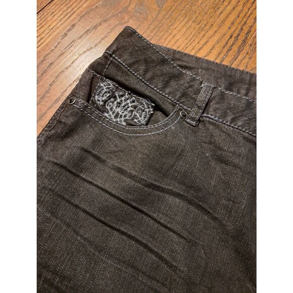 Beau Dawson Black Denim Jeans Womens Size 16 Silver Black Embellishments Bootcut - Picture 3 of 5